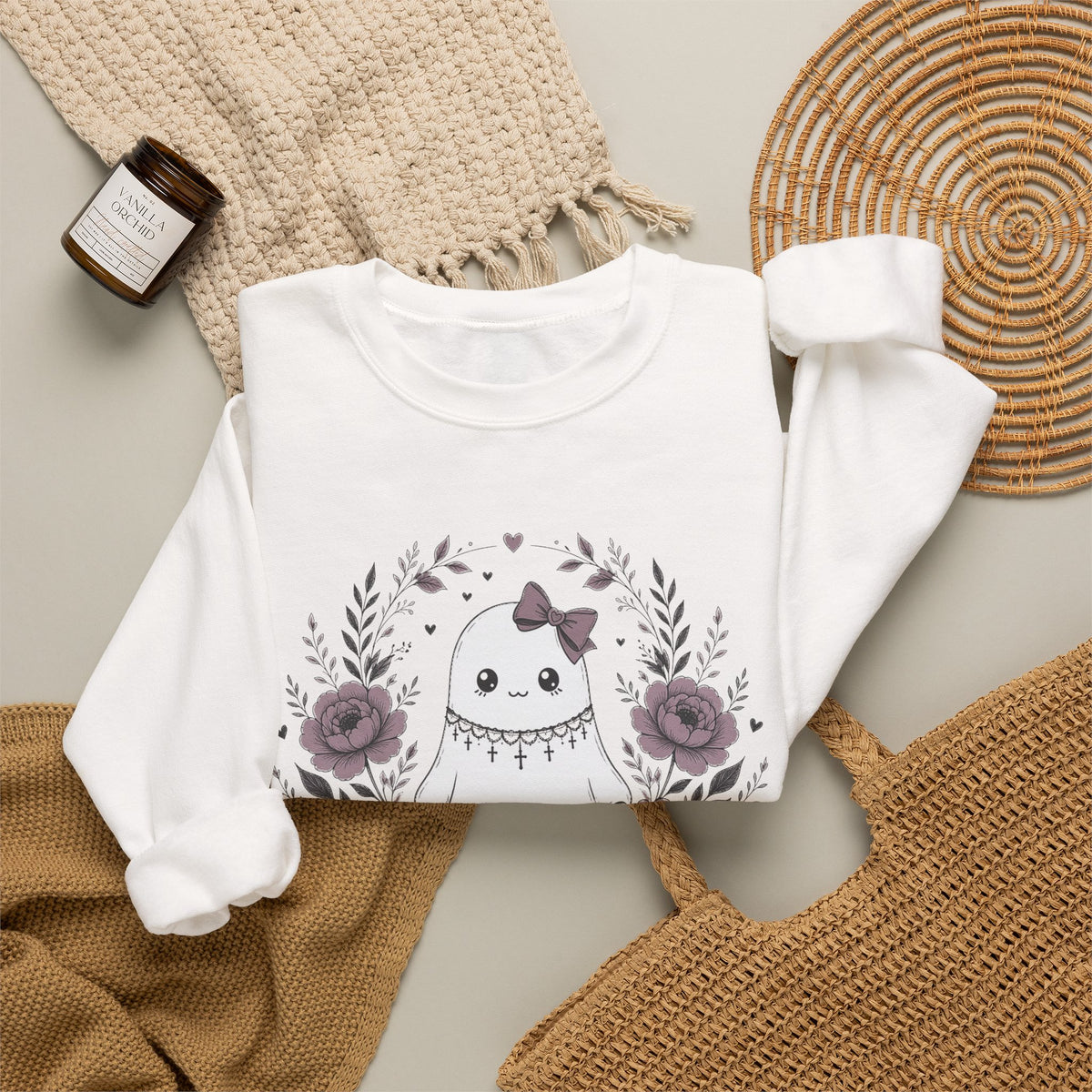 Vintage Ghost Florals Halloween Sweatshirt