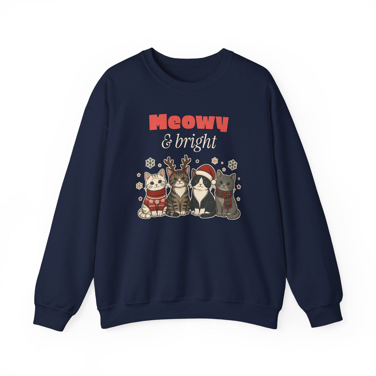 Meowy and Bright Cat Christmas Sweatshirt, Cat Lover Gift