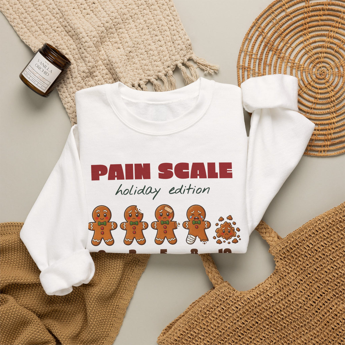 Gingerbread Pain Scale Holiday Edition Nurse Christmas Sweatshirt, Funny Nurse Gift