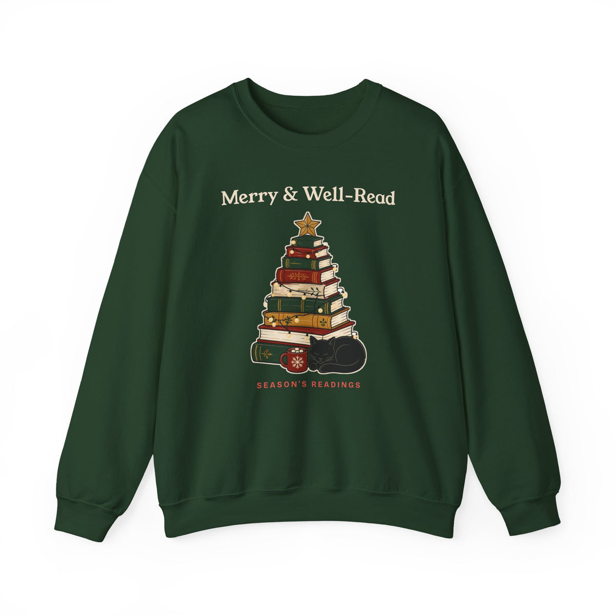 Merry and Well-Read Book Lover Christmas Sweatshirt, Bookish Gift for Readers