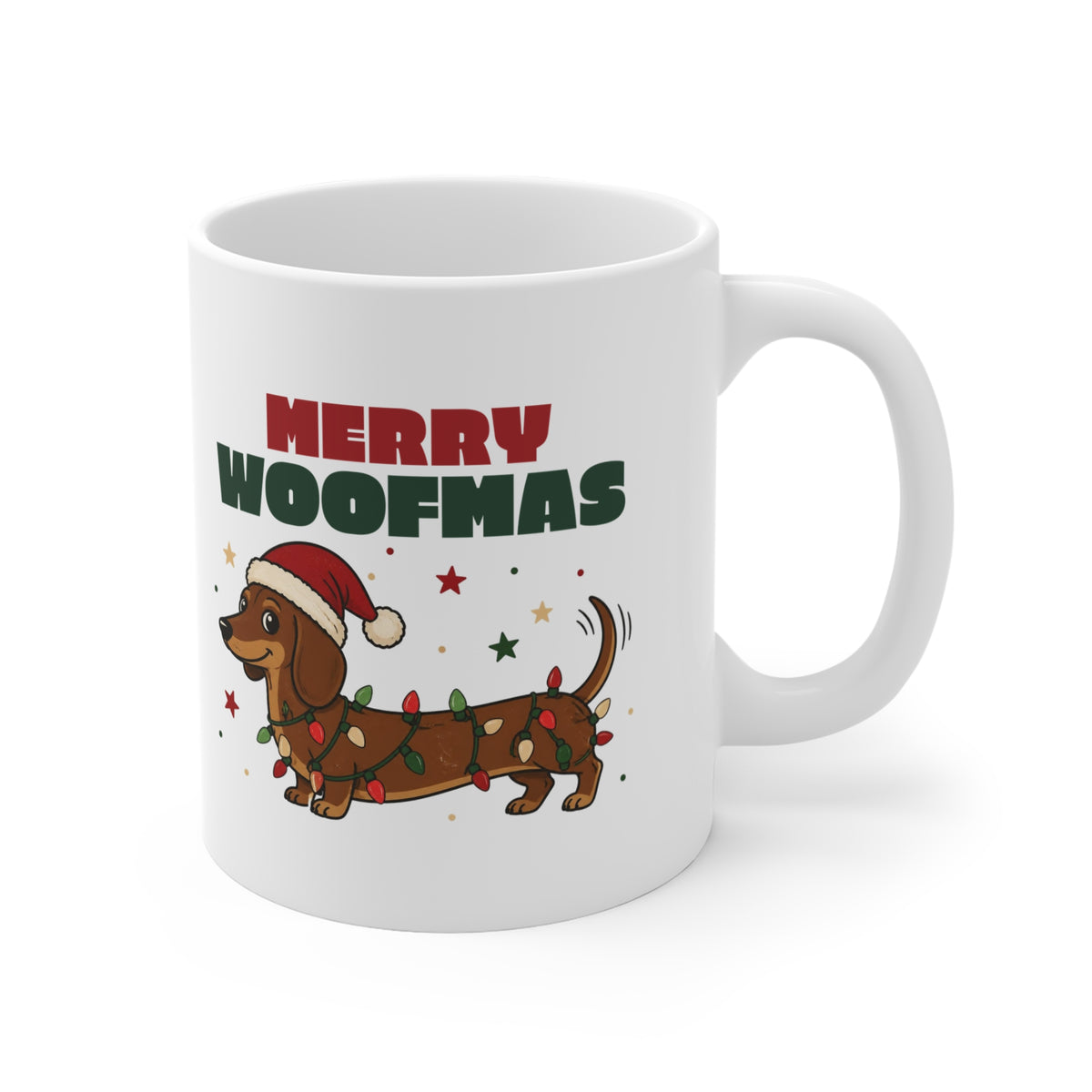 Merry Woofmas Dachshund Christmas Mug 11oz, Dog Mom Gift