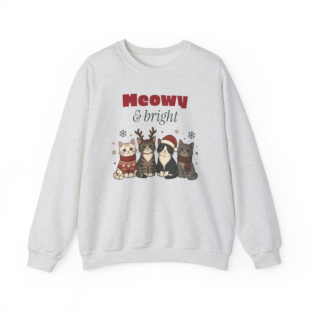 Meowy and Bright Cat Christmas Sweatshirt, Cat Lover Gift