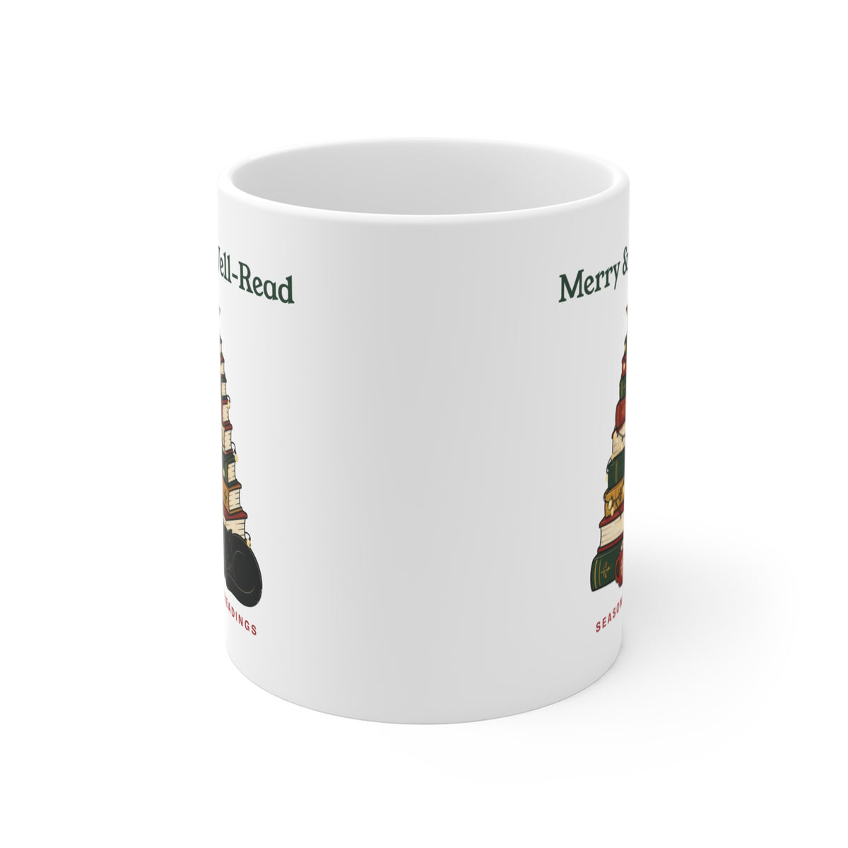 Merry and Well-Read Book Lover Christmas Mug 11oz, Bookish Gift for Readers