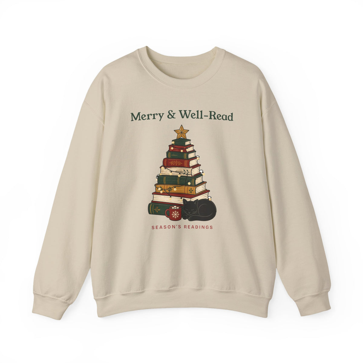 Merry and Well-Read Book Lover Christmas Sweatshirt, Bookish Gift for Readers