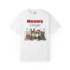 Meowy and Bright Cat Christmas Comfort Colors Tee, Cat Lover Gift