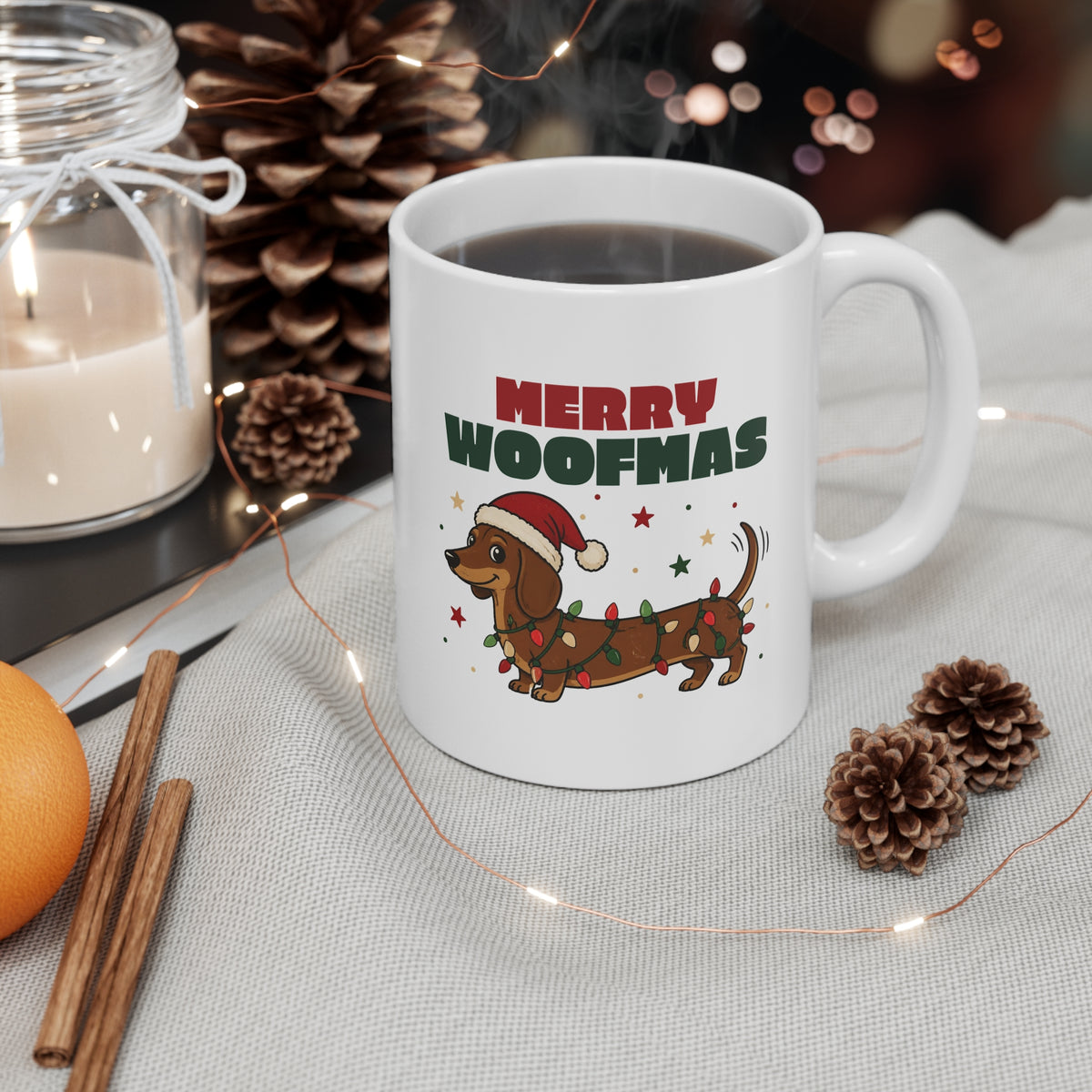 Merry Woofmas Dachshund Christmas Mug 11oz, Dog Mom Gift