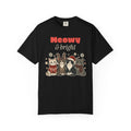 Meowy and Bright Cat Christmas Comfort Colors Tee, Cat Lover Gift