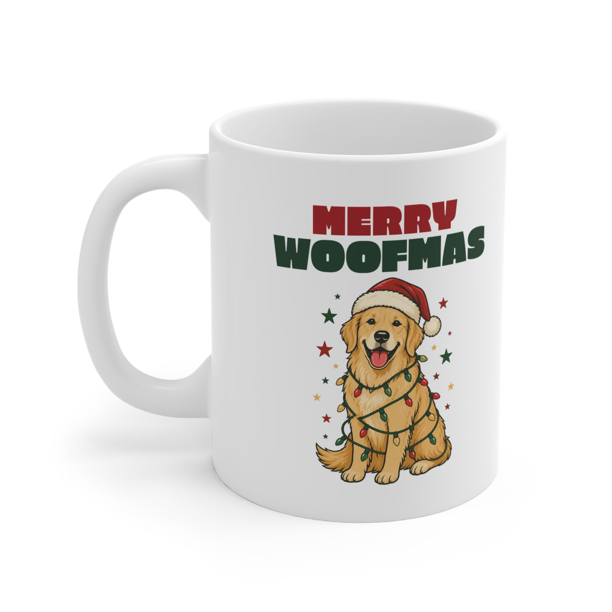 Merry Woofmas Golden Retriever Christmas Mug 11oz, Dog Mom Gift