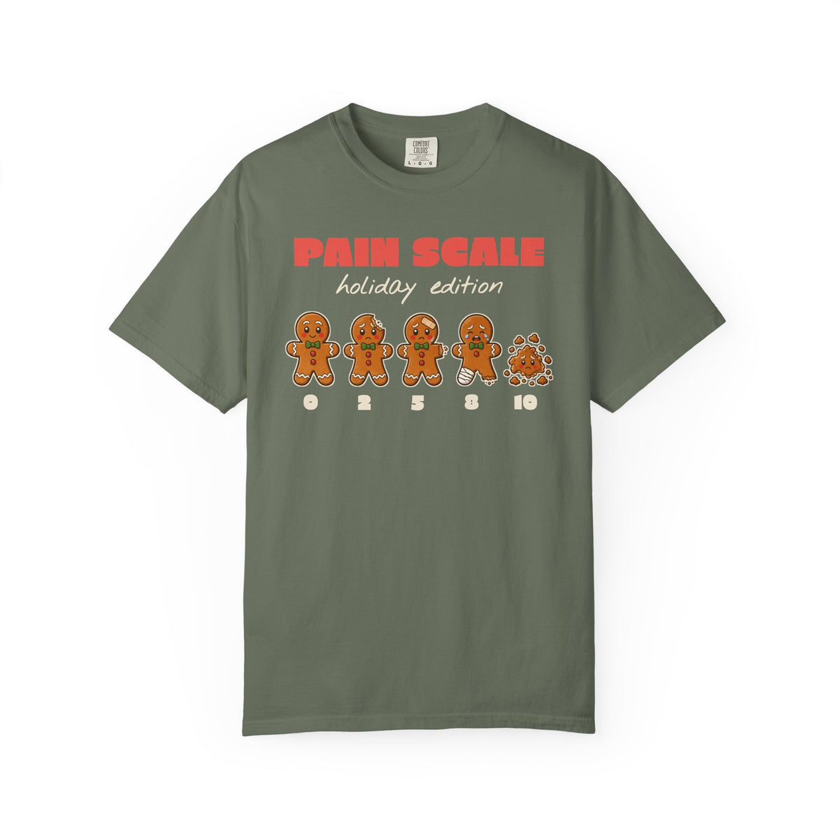Gingerbread Pain Scale Holiday Edition Nurse Christmas Comfort Colors Tee, Funny Nurse Gift