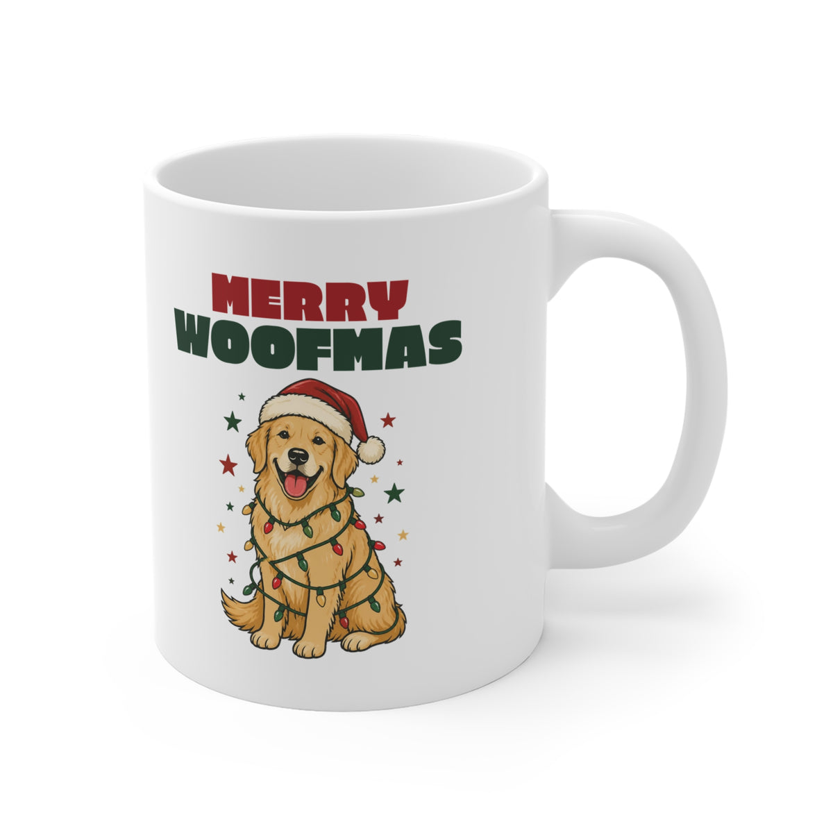 Merry Woofmas Golden Retriever Christmas Mug 11oz, Dog Mom Gift