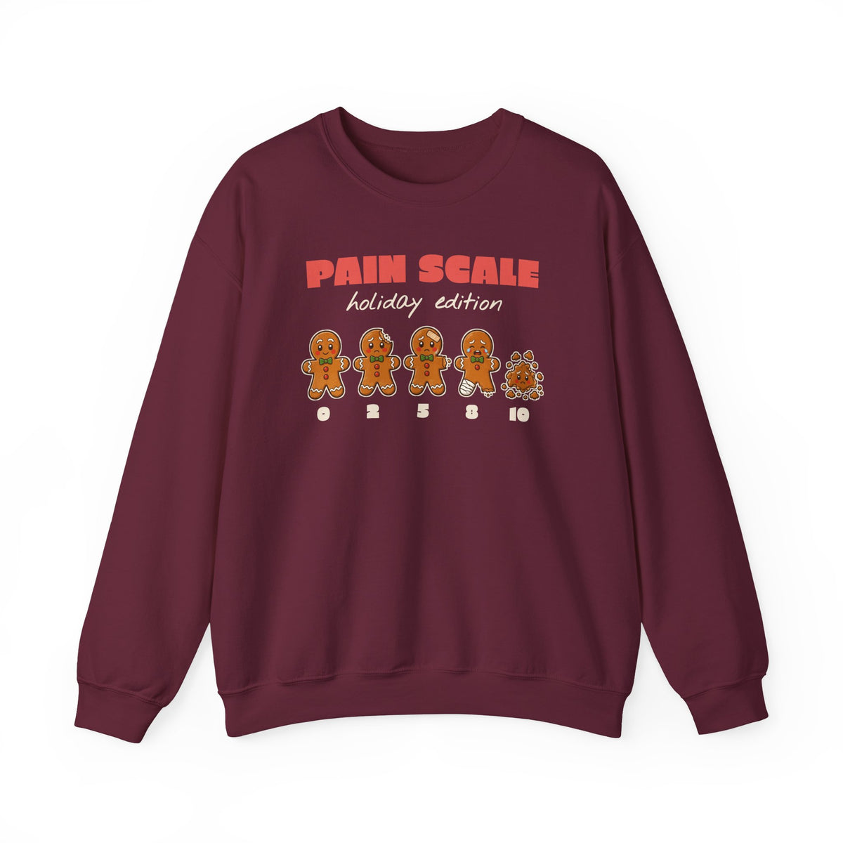 Gingerbread Pain Scale Holiday Edition Nurse Christmas Sweatshirt, Funny Nurse Gift