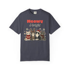 Meowy and Bright Cat Christmas Comfort Colors Tee, Cat Lover Gift