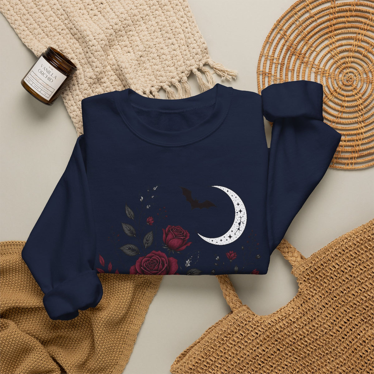 Gothic Rose Moon Halloween Sweatshirt
