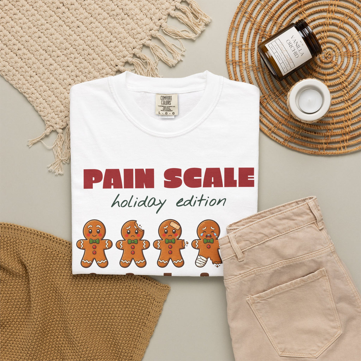 Gingerbread Pain Scale Holiday Edition Nurse Christmas Comfort Colors Tee, Funny Nurse Gift