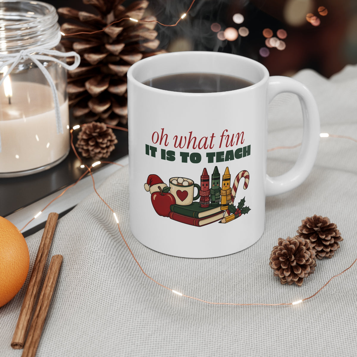 Oh What Fun It Is to Teach Teacher Christmas Mug 11oz, Teacher Christmas Gift