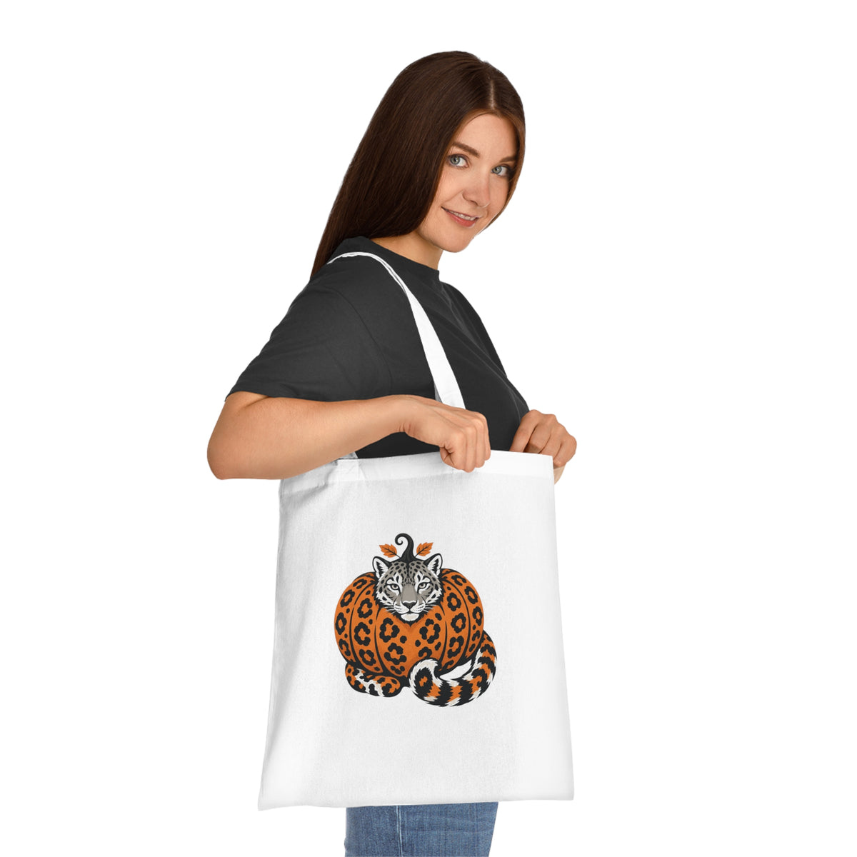 Snow Leopard Pumpkin Halloween Tote
