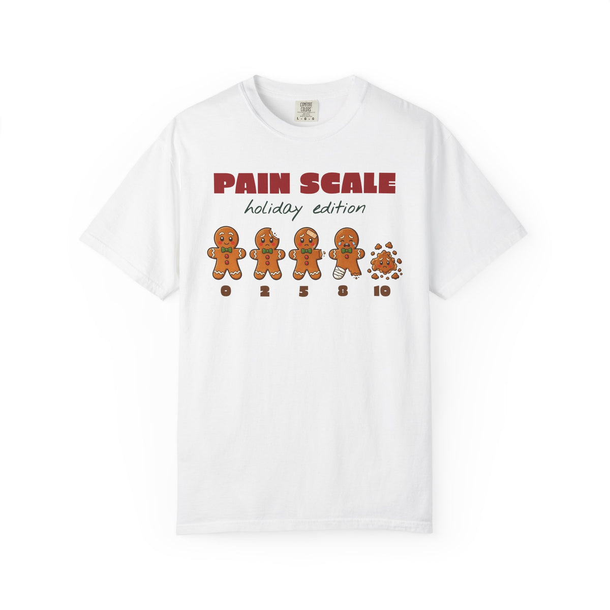 Gingerbread Pain Scale Holiday Edition Nurse Christmas Comfort Colors Tee, Funny Nurse Gift