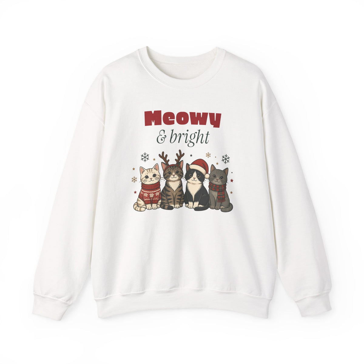 Meowy and Bright Cat Christmas Sweatshirt, Cat Lover Gift