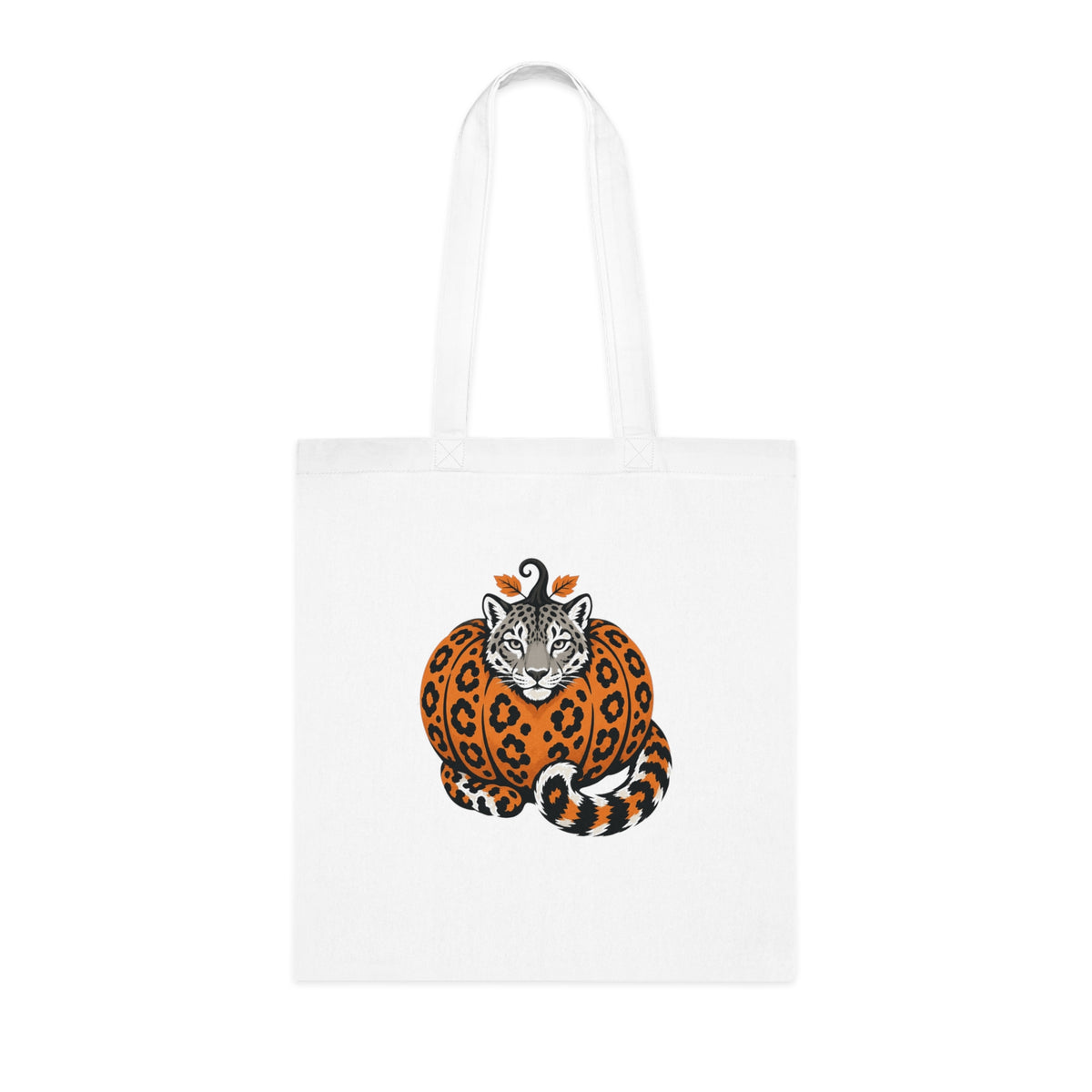 Snow Leopard Pumpkin Halloween Tote