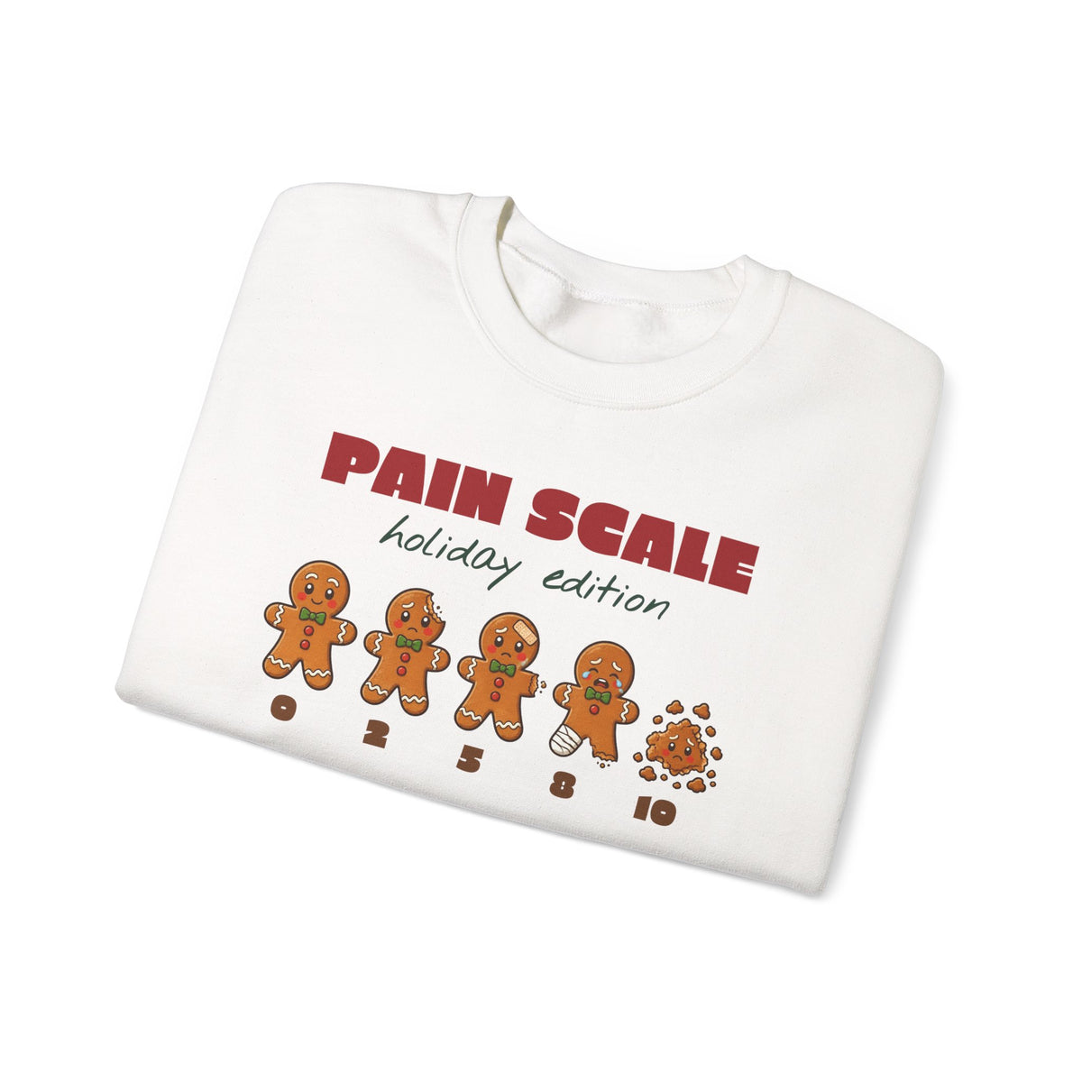 Gingerbread Pain Scale Holiday Edition Nurse Christmas Sweatshirt, Funny Nurse Gift