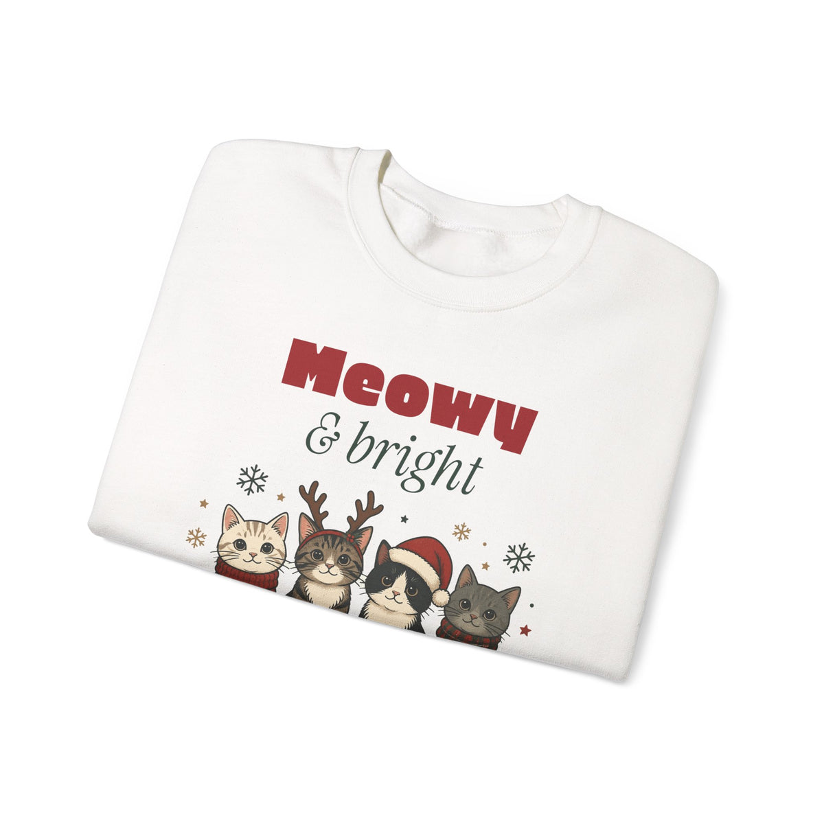 Meowy and Bright Cat Christmas Sweatshirt, Cat Lover Gift