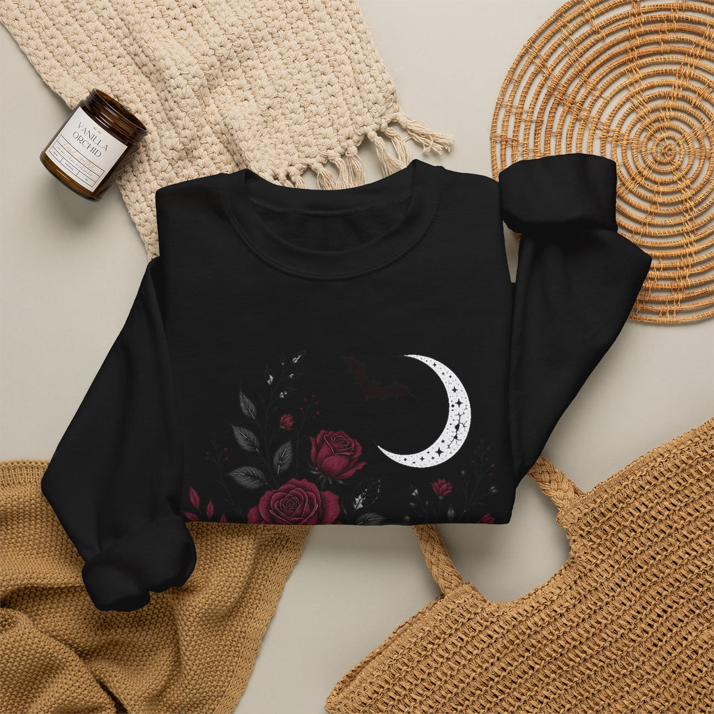 Gothic Rose Moon Halloween Sweatshirt