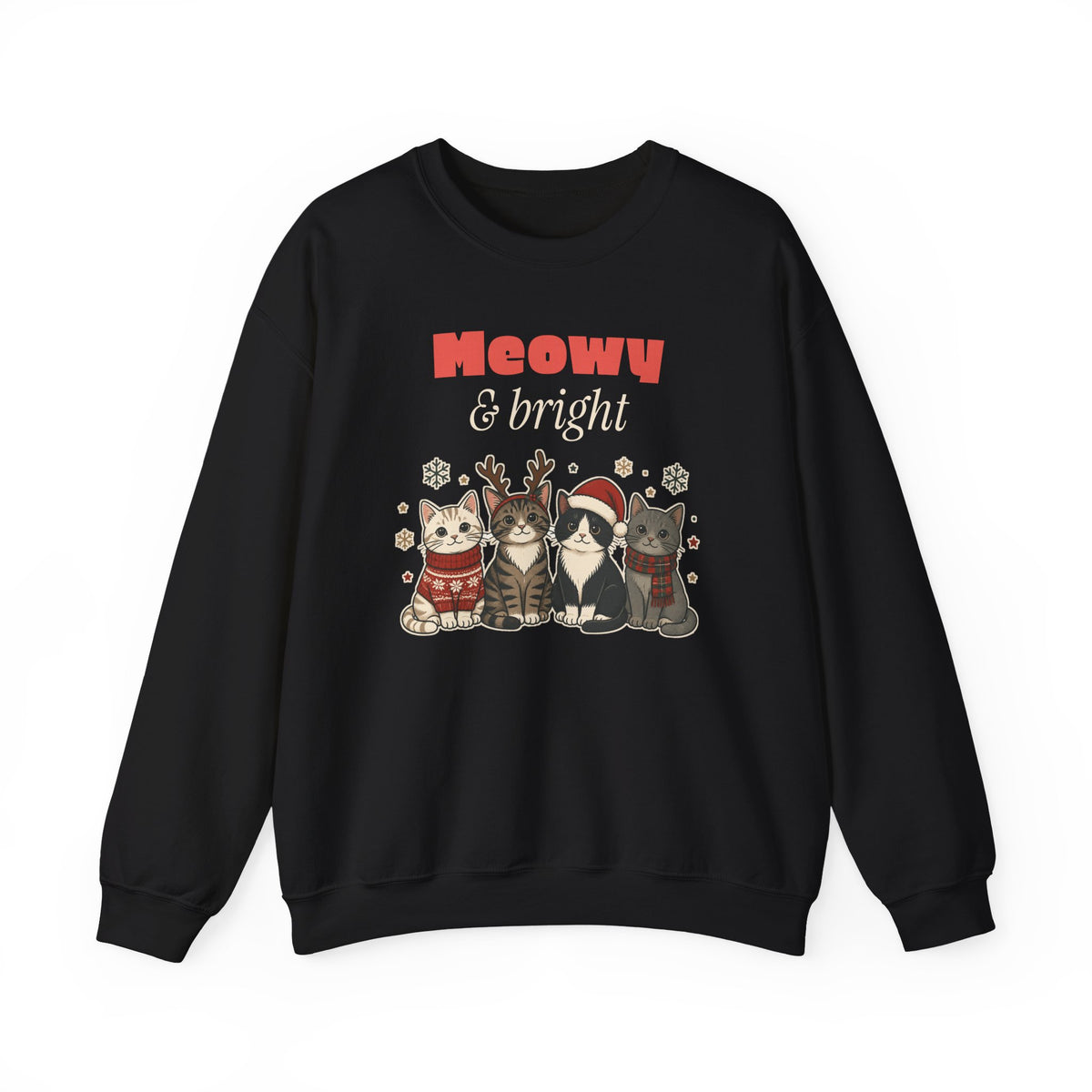 Meowy and Bright Cat Christmas Sweatshirt, Cat Lover Gift