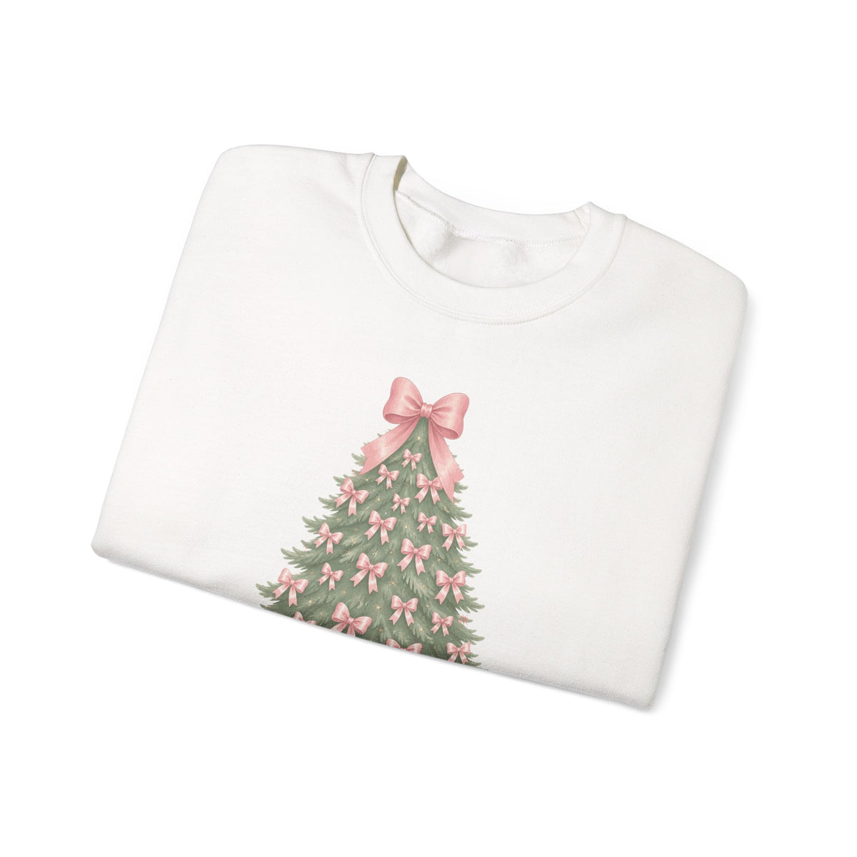Coquette Bow Christmas Tree Sweatshirt, Pink Christmas Gift for Her