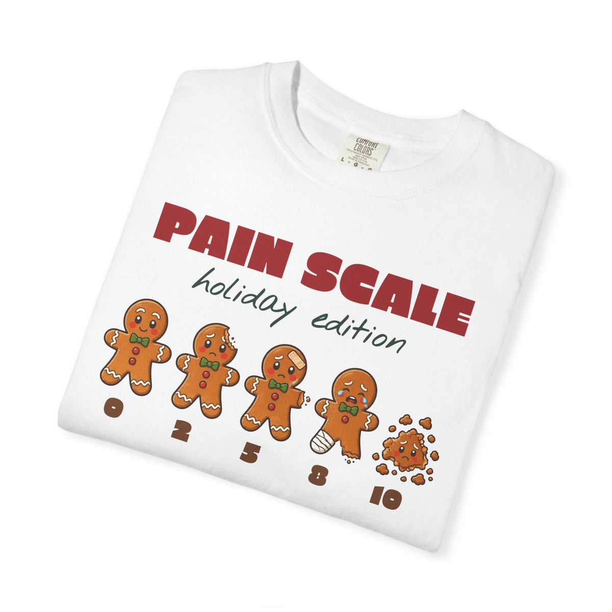 Gingerbread Pain Scale Holiday Edition Nurse Christmas Comfort Colors Tee, Funny Nurse Gift