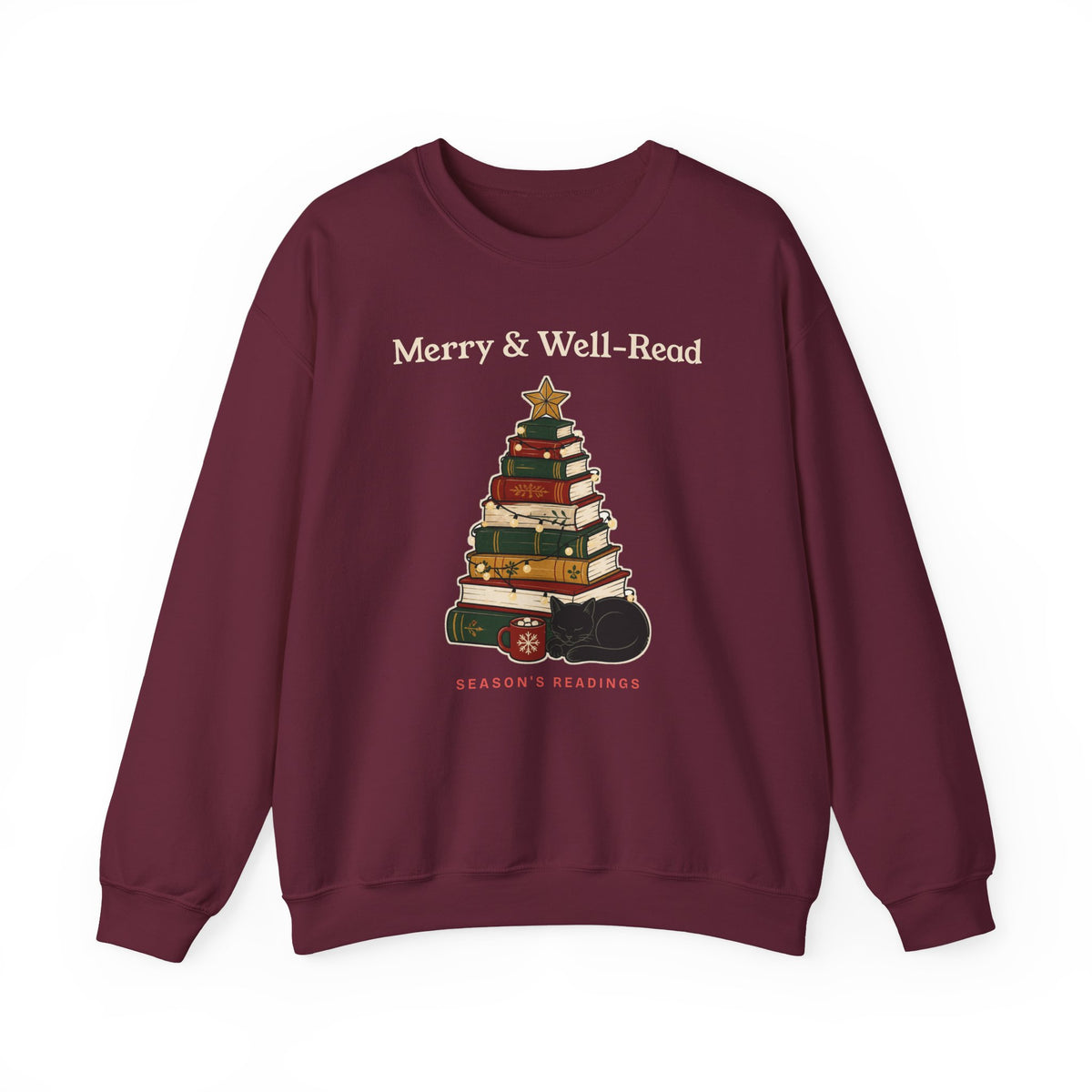 Merry and Well-Read Book Lover Christmas Sweatshirt, Bookish Gift for Readers