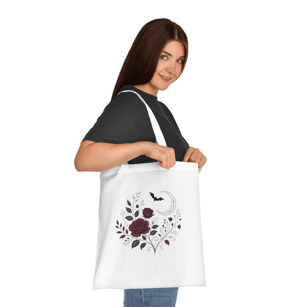 Gothic Rose Moon Halloween Tote