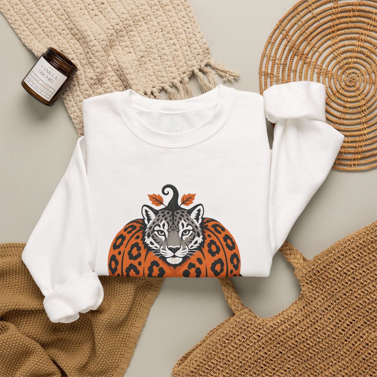 Snow Leopard Pumpkin Halloween Sweatshirt