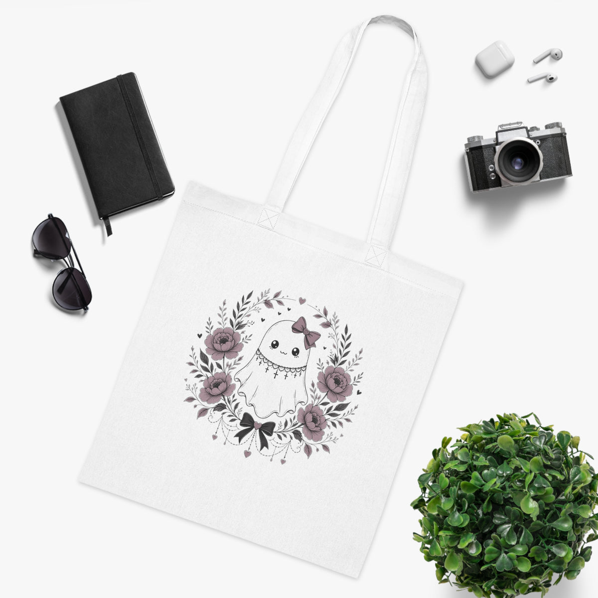 Vintage Ghost Florals Halloween Tote
