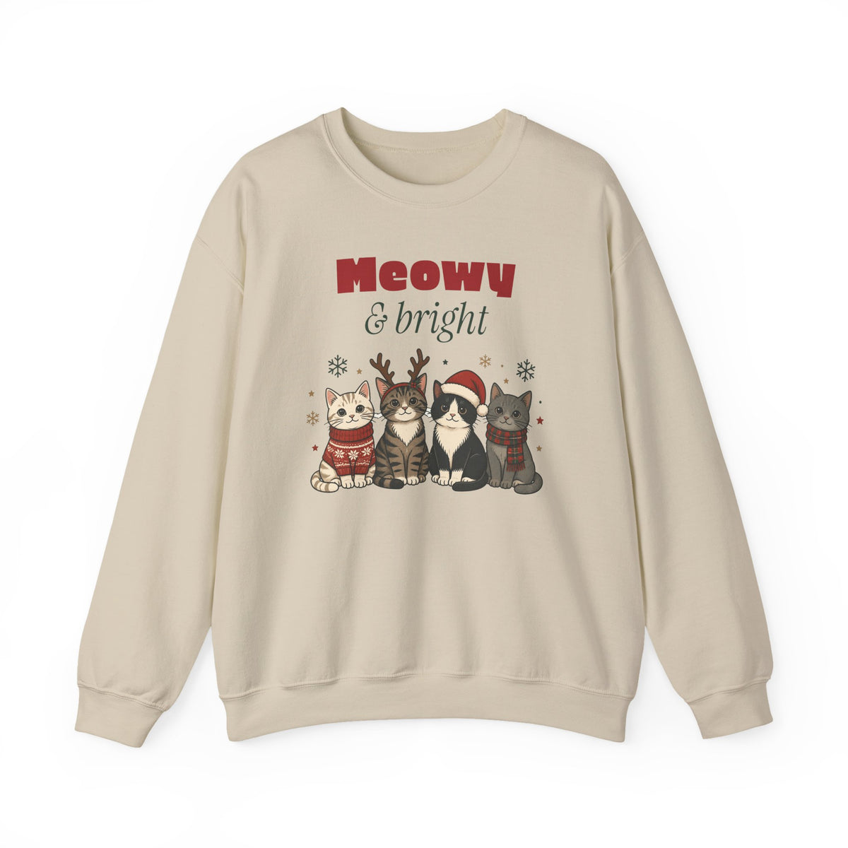 Meowy and Bright Cat Christmas Sweatshirt, Cat Lover Gift