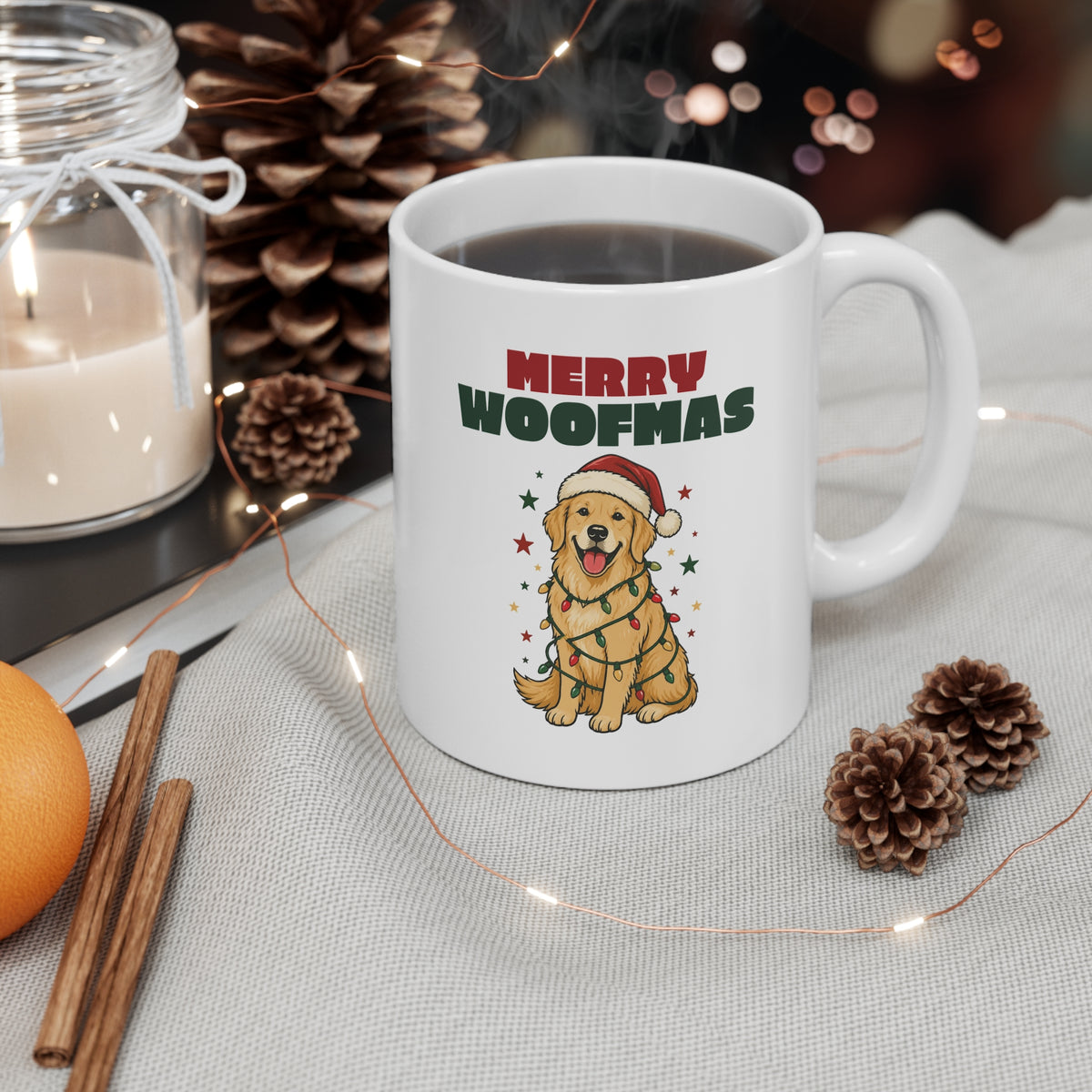 Merry Woofmas Golden Retriever Christmas Mug 11oz, Dog Mom Gift