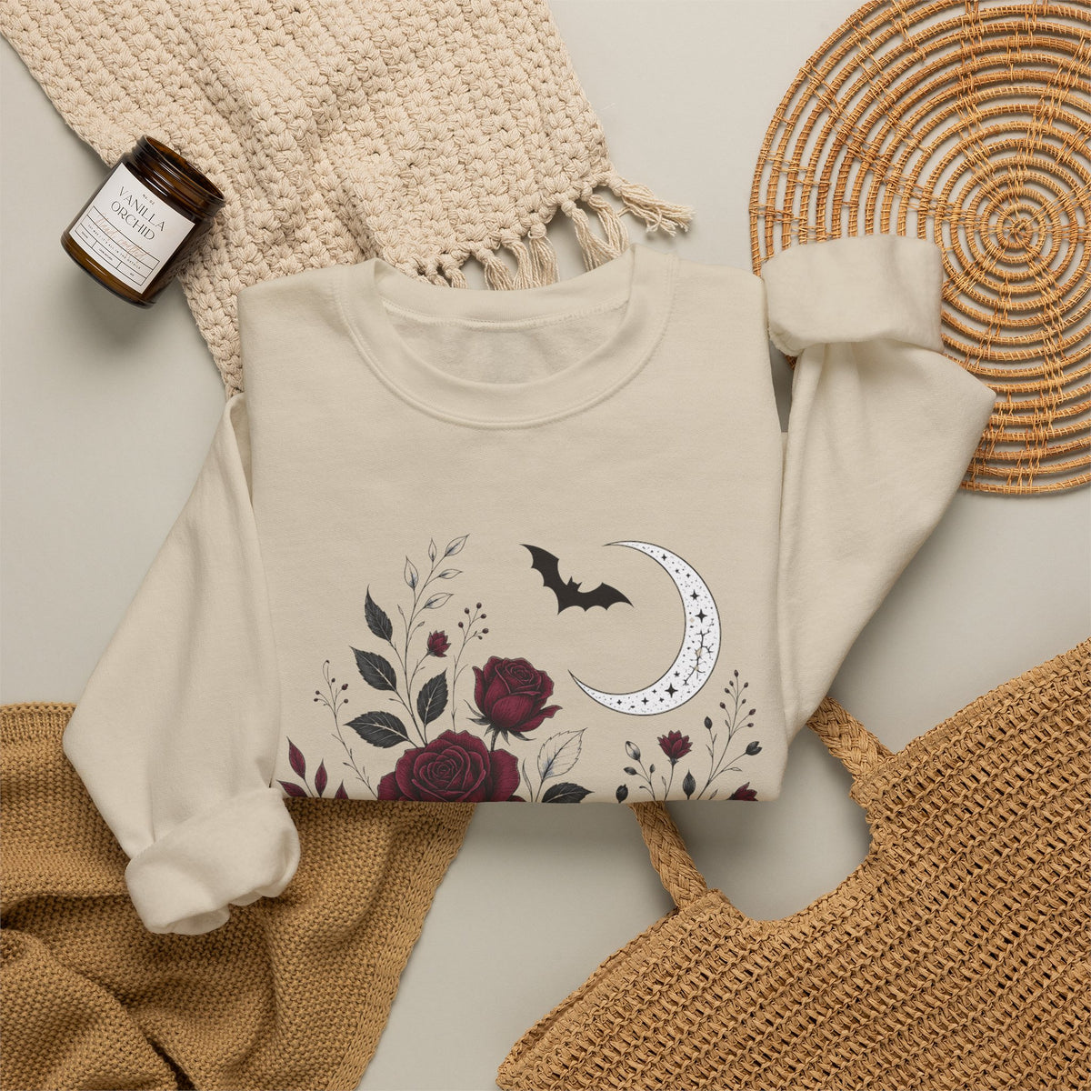 Gothic Rose Moon Halloween Sweatshirt