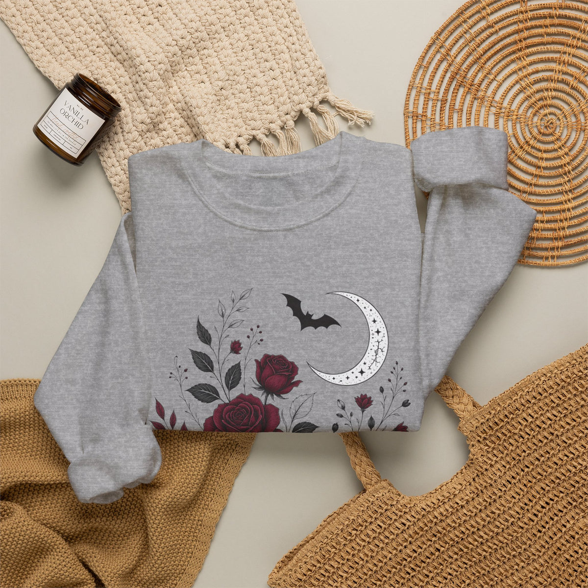 Gothic Rose Moon Halloween Sweatshirt