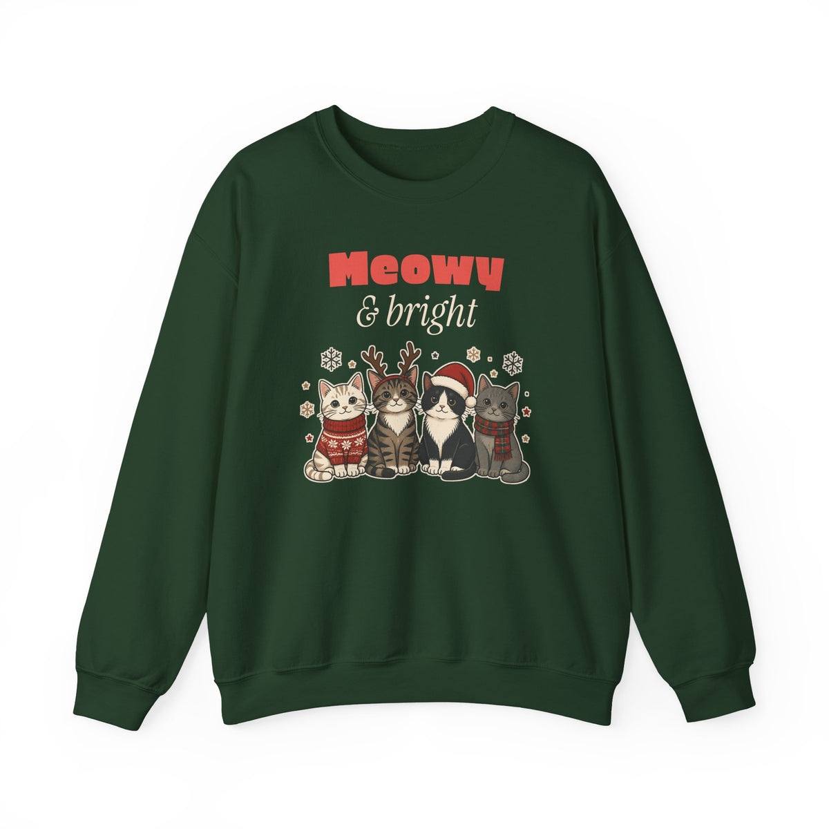 Meowy and Bright Cat Christmas Sweatshirt, Cat Lover Gift