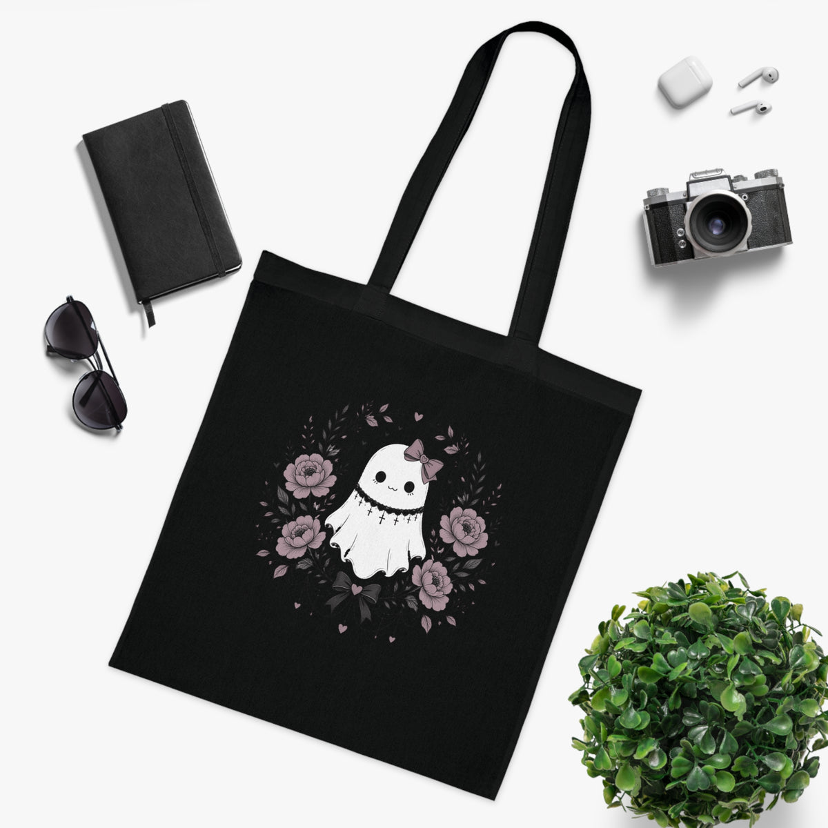Vintage Ghost Florals Halloween Tote