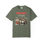 Meowy and Bright Cat Christmas Comfort Colors Tee, Cat Lover Gift