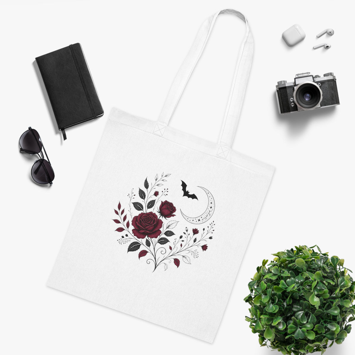 Gothic Rose Moon Halloween Tote