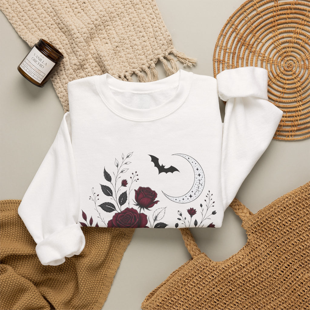 Gothic Rose Moon Halloween Sweatshirt
