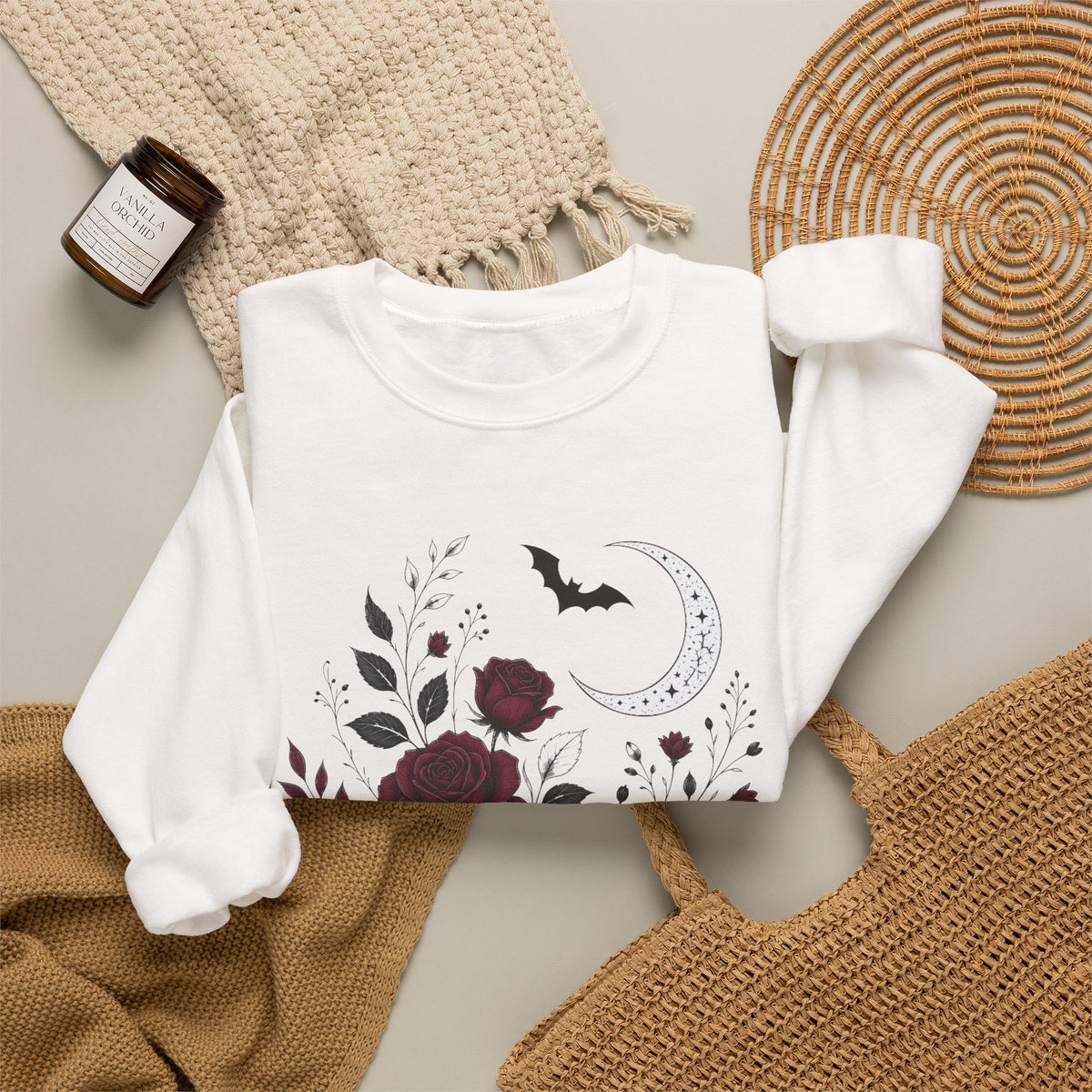 Gothic Rose Moon Halloween Sweatshirt