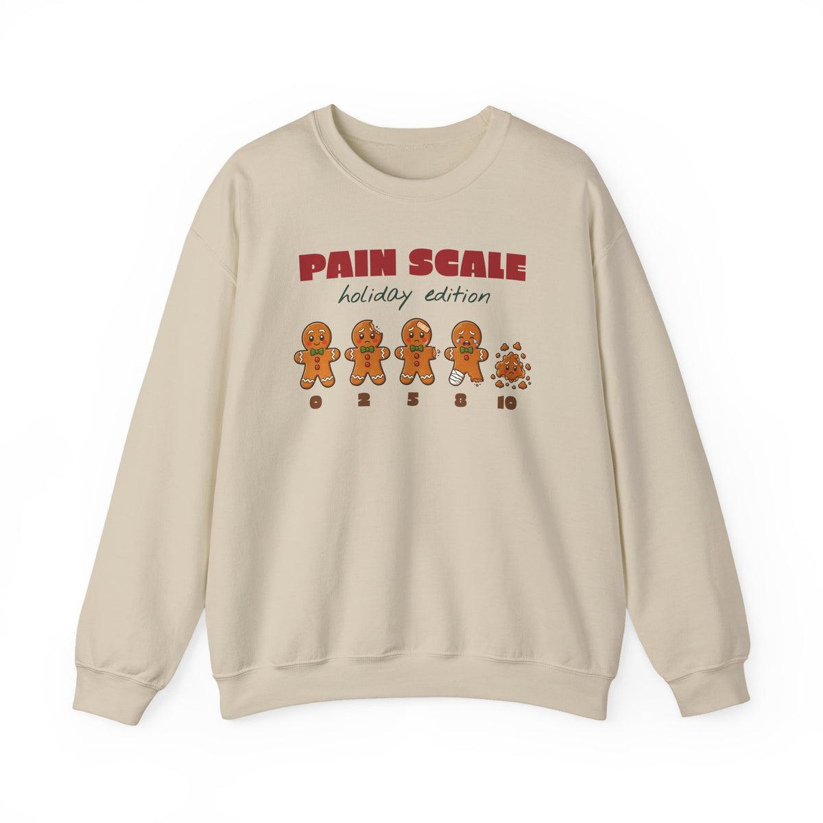 Gingerbread Pain Scale Holiday Edition Nurse Christmas Sweatshirt, Funny Nurse Gift
