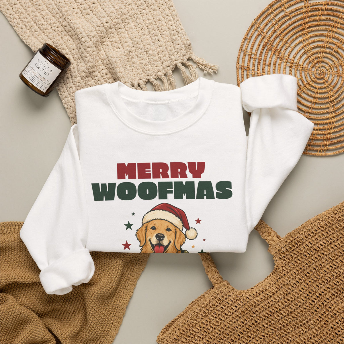 Merry Woofmas Golden Retriever Christmas Sweatshirt, Dog Mom Gift