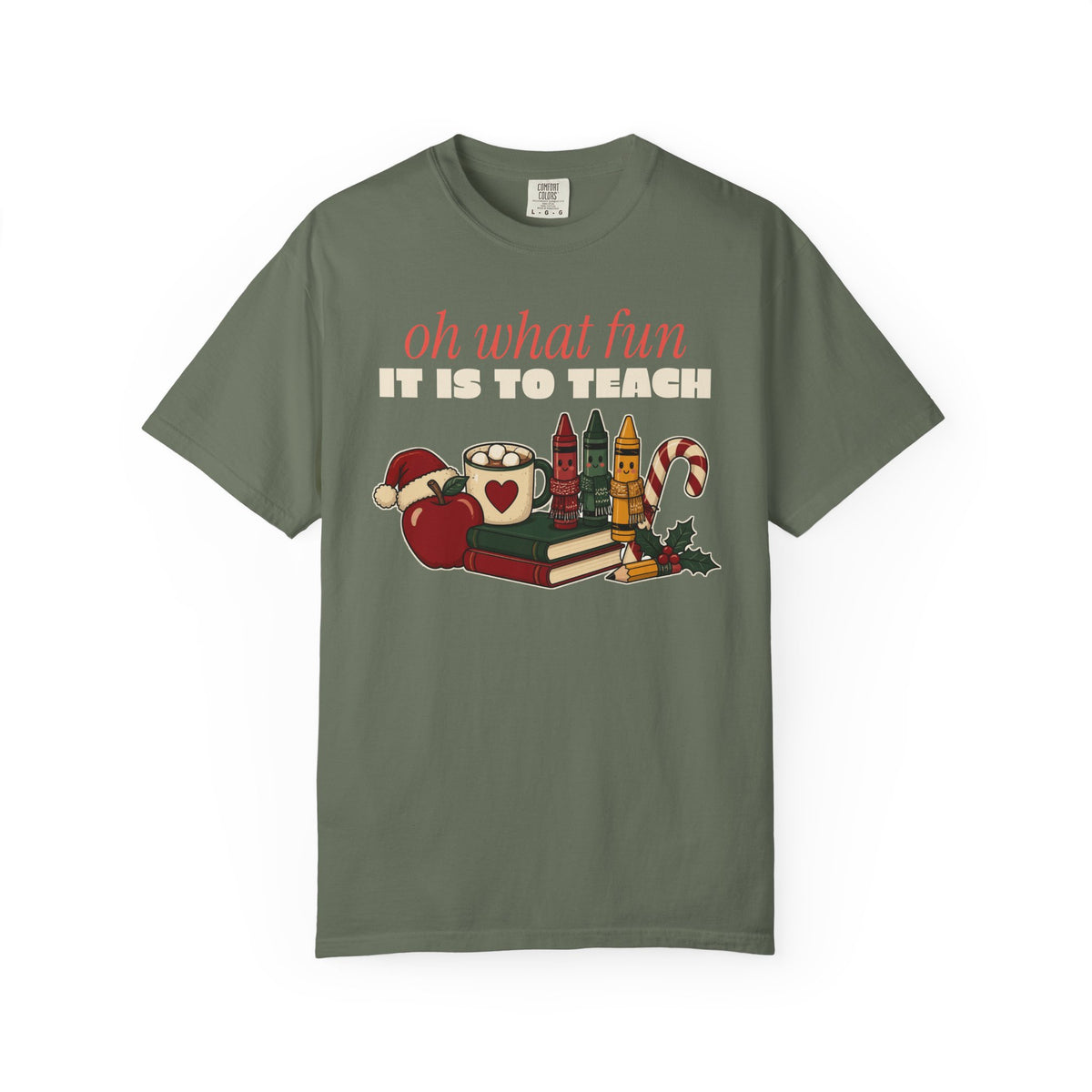 Oh What Fun It Is to Teach Teacher Christmas Comfort Colors Tee, Teacher Christmas Gift